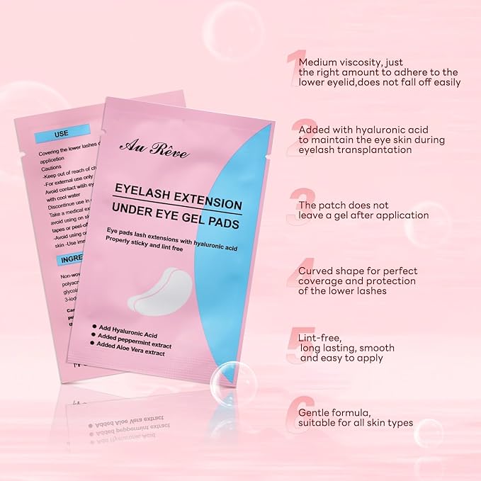 50 Pairs Under Eye Patches,Eye Pads Lash Extensions Lint Free, Eyelash Extension Patches Add Aloe Vera Hydrogel Lash Pad