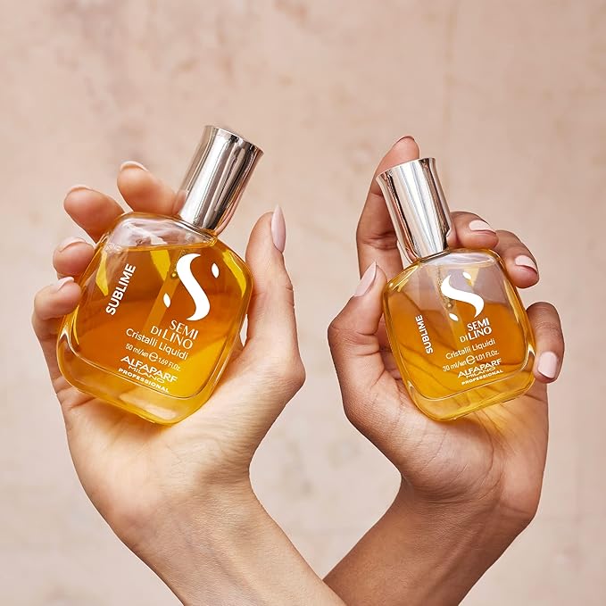 Alfaparf Milano Semi di Lino Sublime Cristalli Liquidi Hair Oil Serum with Thermal Protection - Anti Frizz Hair Serum & Smoothing Heat Protectant Spray with Vitamin E for Frizzy Hair (1.69 oz / 50 ml)