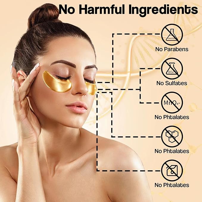 Under Eye Patches for Women (30 Pairs) - Eye Patches for Puffy Eyes and Dark Circles - Skin Care with Collagen eye patches for women - Anti-Aging Eye Masks (24 Gold- Box)