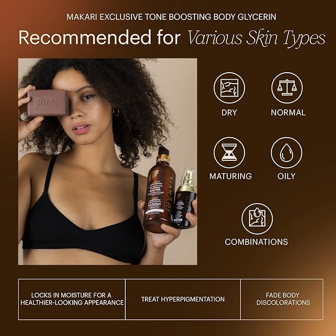 Makari Exclusive Active Intense Tone Boosting Body Glycerin (16.8 oz) | Skin-Brightening Body Glycerin | Moisturizes and Softens | Promotes Even Skin Tone | for All Skin Types Except Sensitive