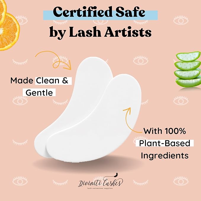 100 Pairs Under Eye Gel Pads Lash Extensions - Lash Supplies for Eyelash Extension Supplies - Hydrogel Under Eye Patches for Lash Extensions, Aloe Vera, Lint Free, Parches Para Pestañas - DiviniTi