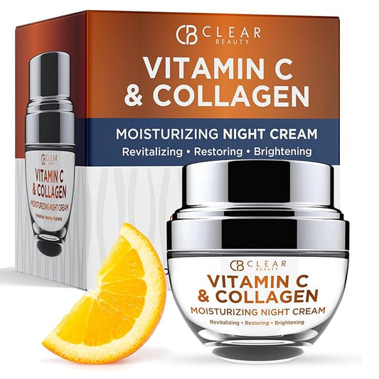 Vitamin C & Collagen Night Face Moisturizer - Dermatologist Tested, Restores & Firms Skin, Anti-Aging, Natural Ingredients, Cruelty-Free Korean Skin Care, All Skin Types