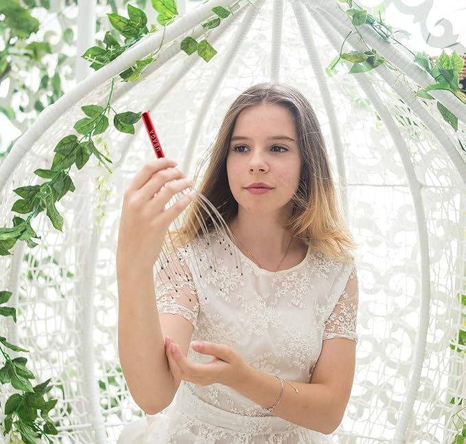 USAGA 36 Fingers Head Massager Scalp Massager Head Scratcher for Scalp Body Relaxing (Red)