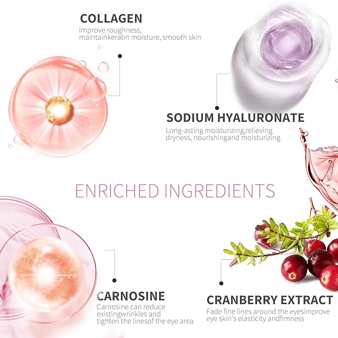 MOND'SUB Under Eye Mask - 6 Pairs Orange Crystal Eye Mask for Sleeping- Puffy Eyes Dark Circles Treatments with Hyaluronic Acid, Reduce Under Eye Bags and Smooth Wrinkles, Brighten (Cranberry)