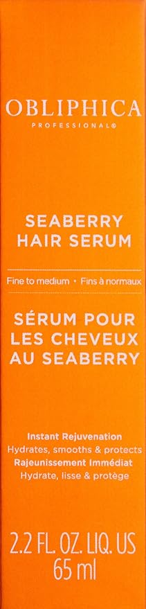 Obliphica Seaberry Leave in Hair Serum for Fine & Medium Hair - Vitamins and Omegas for Frizz Free & Nourished Hair - Hair Serum for Dry Hair and Growth - 2.2 Fl Oz