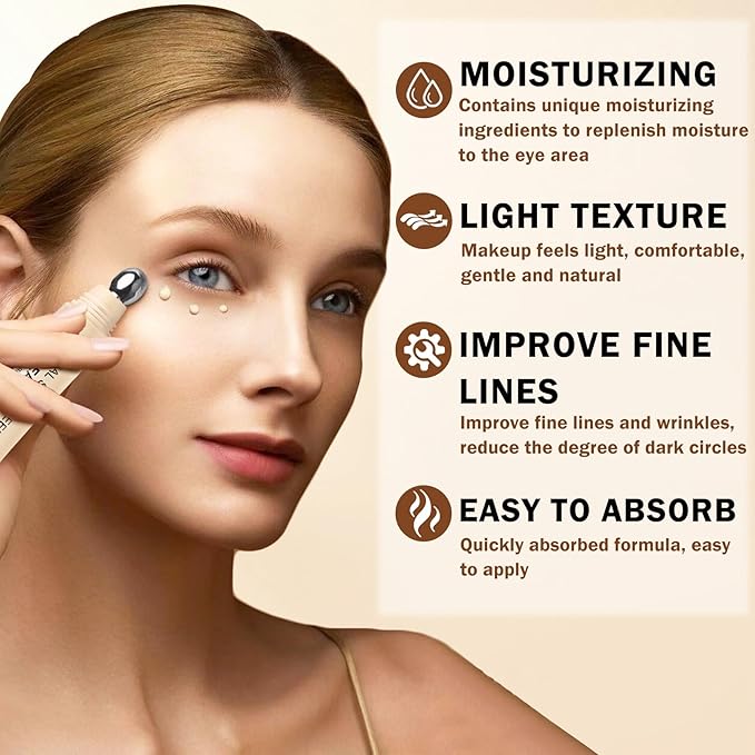 Mineral Sunscreen Eye Cream,3-in-1 Under Eye Cream,for Puffiness and Bags Under Eyes,Dark Circle and Wrinkles,Anti Aging,Under Eye Brightener and Concealer,SPF 35 （Light）