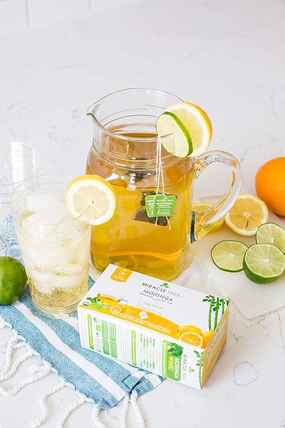 Miracle Tree - 3 Count of Organic Moringa Superfood Tea, 25 Individually Sealed Tea Bags, Lemon (Keto, Detox, Energy/Immunity Booster, Vegan, Gluten-Free, Organic, Non-GMO, Caffeine-Free)