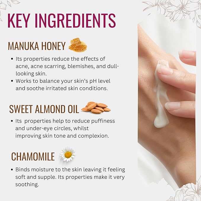 Vitamin C Day Cream for Face and Neck with Chamomile Flower Extract, Manuka Honey & Sweet Almond Oil | Plant Based Formula | Carefully formulated to keep your skin young and healthy!