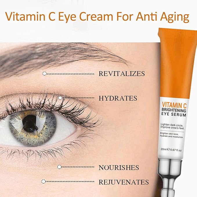 Vitamin C Eye Cream For Dark Circles, Under Eye Bag Cream Anti Aging Firming Creams For Women, Hydrating Eye Moisturizer Cream Reduce Fine Lines