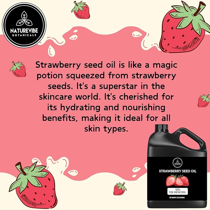 Naturevibe Botanicals Strawberry Oil 32 Ounces | 100% Pure and Natural | Great for Skin Care and Hair Care