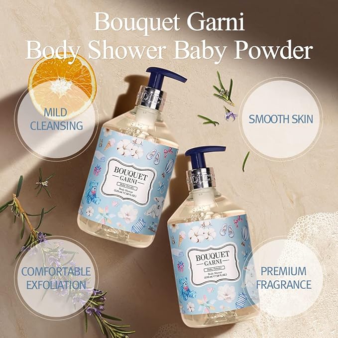 Bouquet Garni Body Shower Baby Scent Fragrance - Gentle Cleaning, Skin Care, Long-lasting Fragrance (Containing Tea Tree and Centella Asiatica Cica Extract) - 17.6 oz