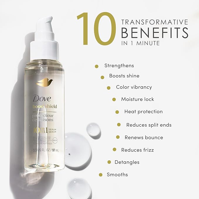 Dove Serum Bond Strength for Chemically Damaged Hair with Bio-Protein Care Technology and Peptide Complex 3.3 Fl Oz