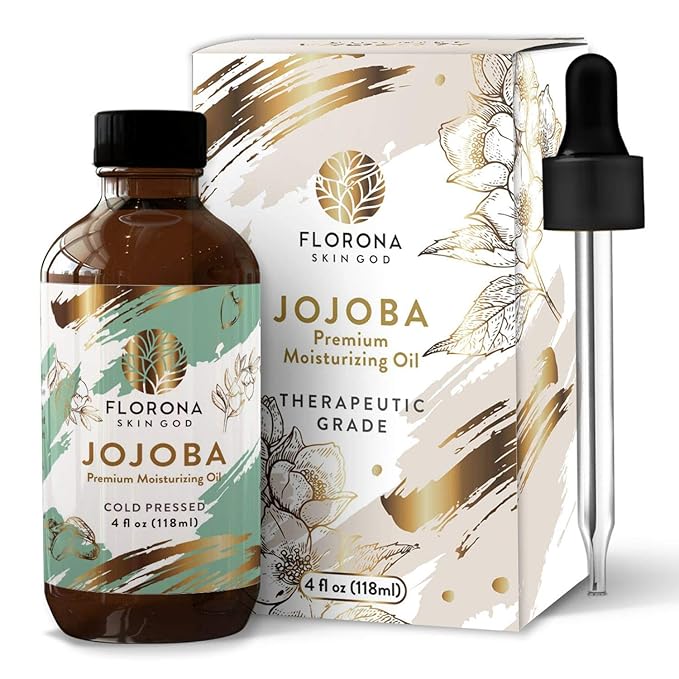 Florona Jojoba Oil 100% Pure & Natural - 4 fl oz, for Hair, Face & Skin Care, Massage