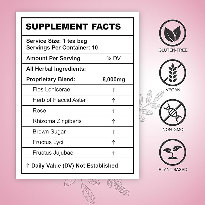 Aromlife Natural Fibroid Tea Pack of 2, Fibroid Shrink & Ovarian Cysts Natural Remedy, Fertility Tea for Women Conception and Hormone Balance with Brown Sugar, Flos Lonicerae