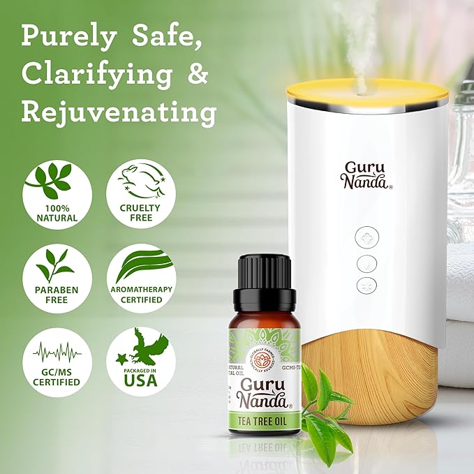 GuruNanda Tea Tree Essential Oil (3x1 Fl Oz) - 100% Pure, Undiluted Aromatherapy Oil for Diffusers, Massages & DIY Recipes - Helps in Skin & Hair Care