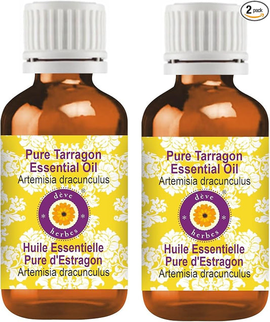 Deve Herbes Pure Tarragon Essential Oil (Artemisia Dracunculus) Steam Distilled (Pack of Two) 100ml X 2 (6.76 oz)