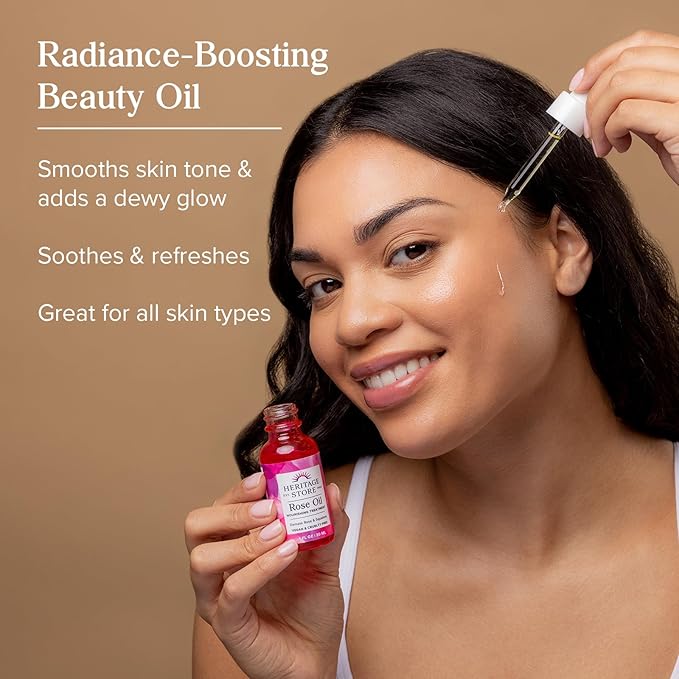 HERITAGE STORE Rosewater Facial Moisturizer and Rose Oil - Fresh Hydration Bundle for Dry to Combination Skin Care - With Hyaluronic Acid and Our Signature Rose Complex - Vegan, Hypoallergenic, 60-Day