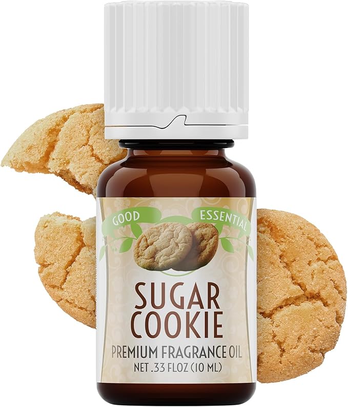 Good Essential Professional Sugar Cookie Fragrance Oil 10ml for Halloween, Diffuser, Candles, Soaps, Lotions, Perfume 0.33 fl oz - Scent for Soaps - Sugar Cookie Aromatherapy Oil