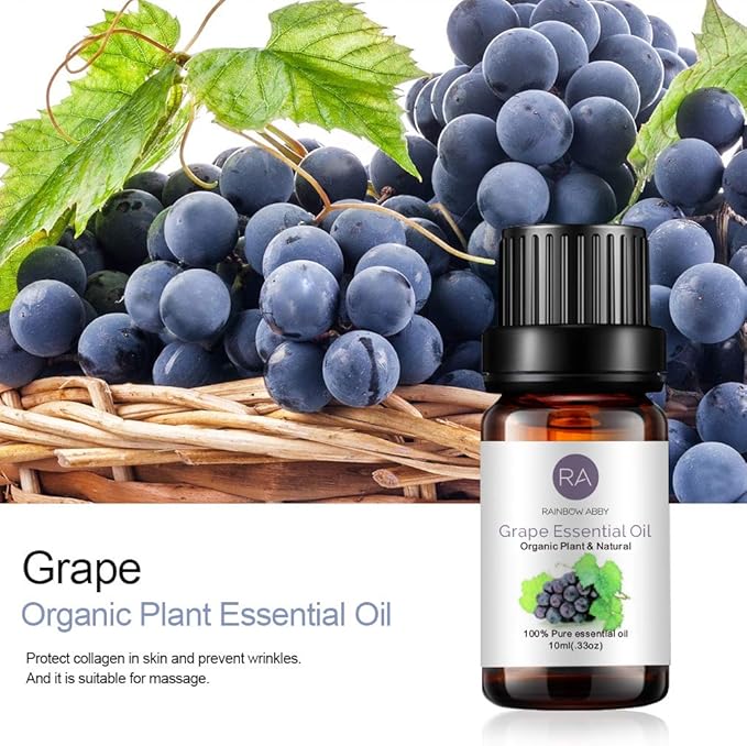 Grape Essential Oil 100% Pure Oganic Plant Natrual Flower Essential Oil for Diffuser Message Skin Care - 10ML