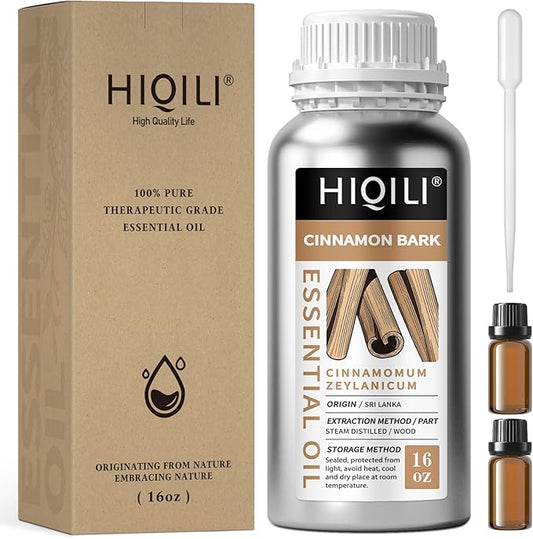 HIQILI Cinnamon Essential Oil for Candle, Spary & Diffuser - 100% Pure Natural - Indoor and Outdoor