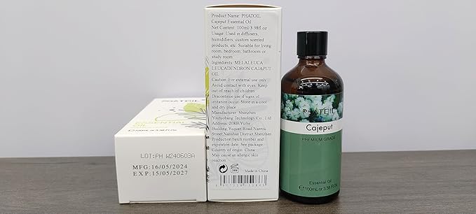 Cajeput 3.38fl.oz Essential Oil, PHATOIL Pure Aromatherapy Oils for Diffuser, Humidifier, Perfect for DIY Soap, Candle, Bath Bombs Making(100ml)