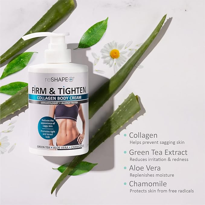 Reshape+ Collagen Firming Cream + Vitamin C Hydrating Body Oil Set for Arms, Legs, Back, Tummy - Skin Care Set