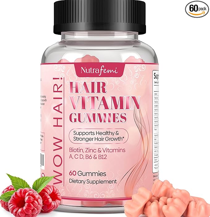 Biotin Gummies- Hair, Skin and Nails Vitamins for Men and Women, Supports Hair Growth and Stronger Nails, Hair Vitamin Gummies, Vitamin B7-60 Gummies