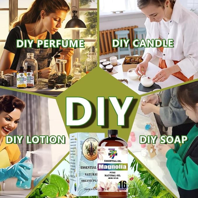 Magnolia Essential Oil(16oz / 480ml) - Magnolia Oils Used in diffusers, humidifiers, Home Baths, Cleaning Products, Yoga, DIY Soaps and DIY Scented Candles