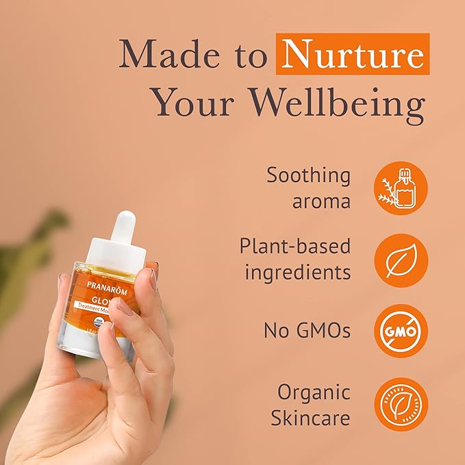 Pranarom - Glow Treatment Moisture Oil (1oz / 30ml) - 100% Pure & Natural Essential Oil Moisturizing Oil for Dry Skin Treatment & Nourishment