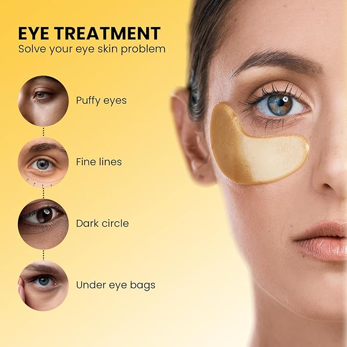 ABC Gold Eye Mask, Under Eye mask, and Collagen Eye Patches are suitable for puffy eyes and dark circles (30 Pair)