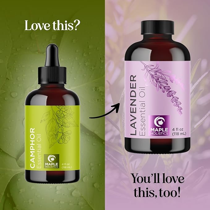 Pure Undiluted Camphor Essential Oil - 100% Pure Camphor Oil for Aromatherapy and Beauty DIYs Great for Soothing Skin and Clearing Chest - Outdoor Diffuser Oil for Patios and Porches (4 Fl Oz)