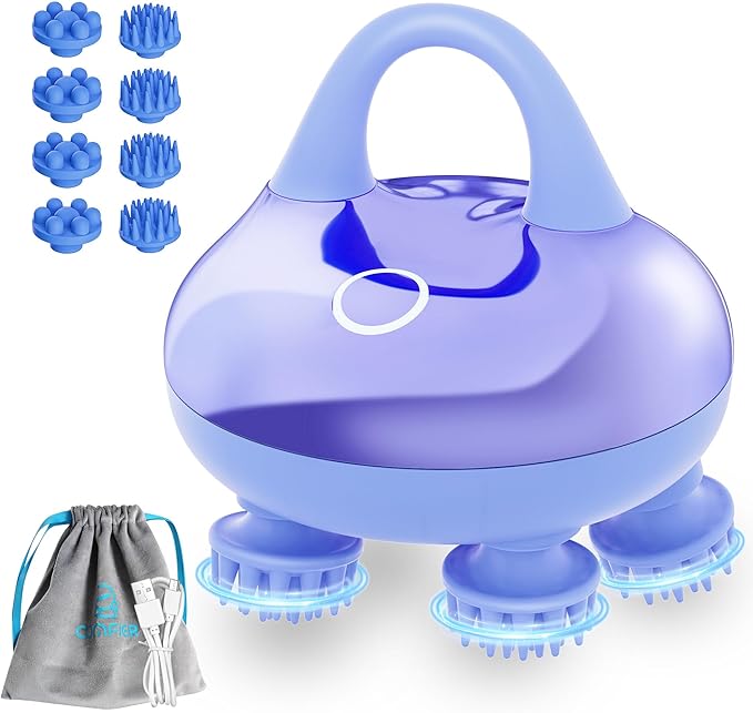 COMFIER Cordless Scalp Massager Hair Growth with 3 kneading Modes,Waterproof Head Massage with 8 Claws for Deep Cleansing,Body Cat Head Scratcher,Gift for Women