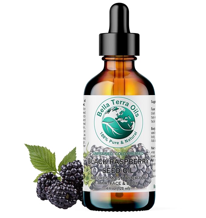 Bella Terra Oils - Black Raspberry Seed Oil 4 oz - Revel in Antioxidant-Rich Essence, Packed with Omega-6 & Omega-9, The Pinnacle of Skin Nutrient Oils