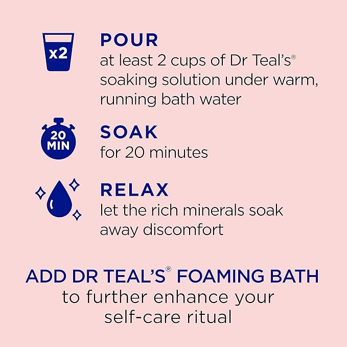 Dr Teal's Pure Epsom Salt, Ashwagandha & Essential Oils, 3 lbs (Pack of 4)