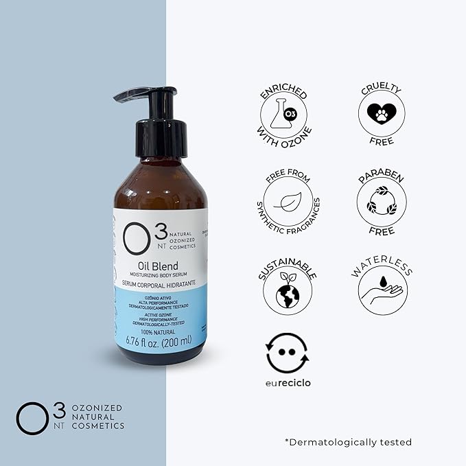 Moisturizing Body Serum Oil Blend - Skin Nourishment and Hydration - Active Ozone Therapy - High-Performance Natural Treatment - All Skin Types - 6.76 Fl Oz