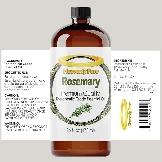 Rosemary Essential Oil 16 oz Large Bottle for Diffuser, Hair and Body Care - 473 ml