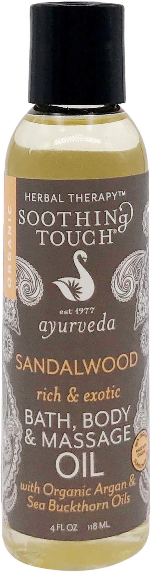 Soothing Touch Organic Bath, Body & Massage Oil, Sandalwood, 4 Fl Oz