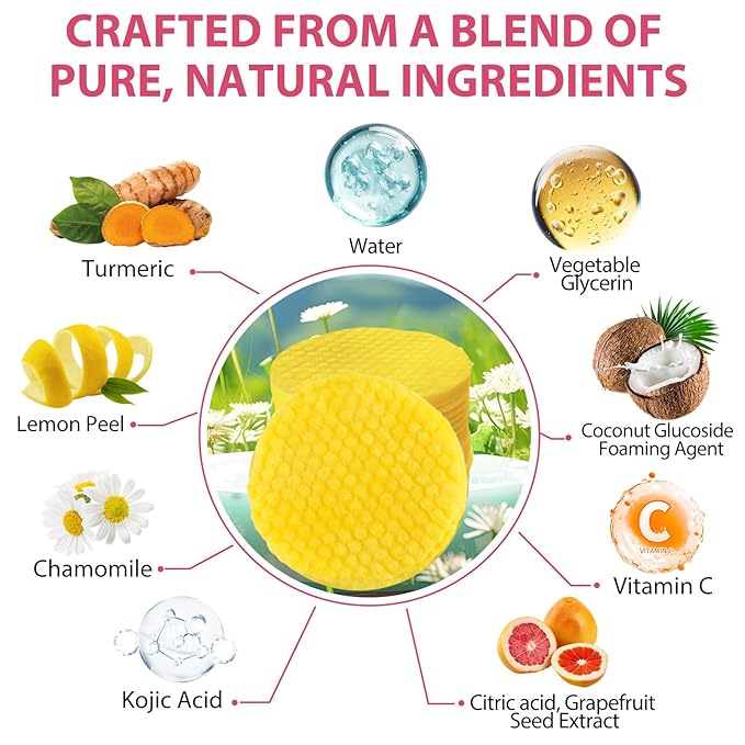 Turmeric Cleansing Pads, 60PCS Turmeric Cleansing Pads for Dark Spots, Turmeric Face Scrub Pads for Face Cleansing and Exfoliation, Helps Balance Skin Oil and Water
