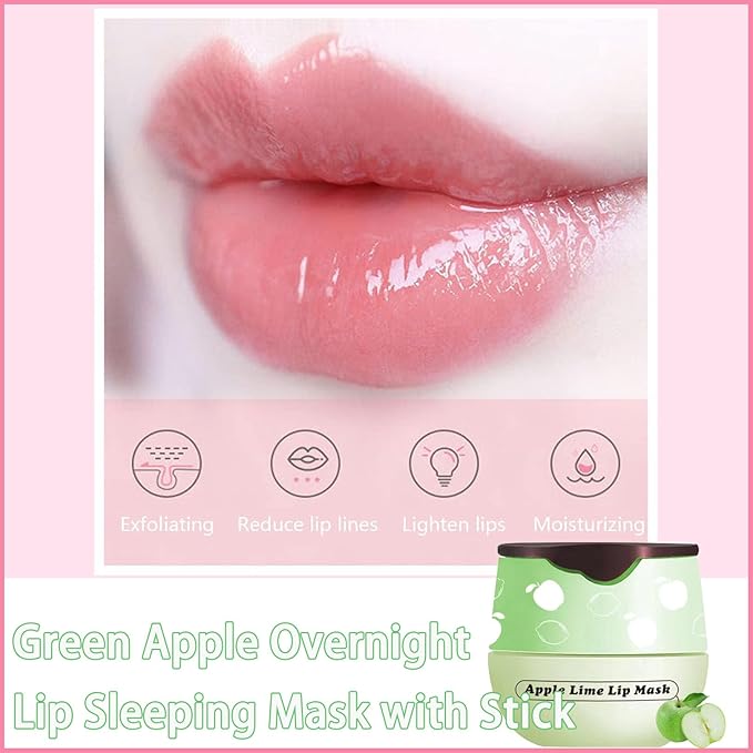 4 PCS Bee Lip Balm Lip Mask Honey Pot, Honey Strawberry Watermelon Apple Moisturizing Sleeping Lip Mask Overnight with Sticks, Lip Balm Exfoliating Prevention Dry and Crack Lip Scrubs