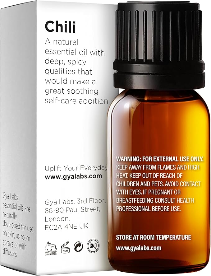 Gya Labs Chili Essential Oil for Hair Healthy - 0.34 Fl Oz - 100% Pure Natural Chili Oil for Skin, Diffusers, Candle Making Scent - Refreshing & Favorite Among Fitness Enthusiasts