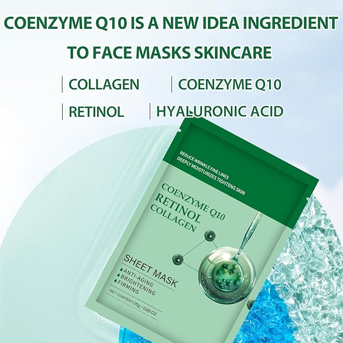 Deep Collagen Face Mask 10 Pack, Overnight Collagen Anti Wrinkle Lifting Mask, Hydrating Mask and Pore Minimizer for Face - Korean Skin Care (Collagen Face Mask)