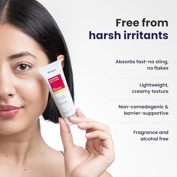 RE' EQUIL 0.1% Retinol Night Cream Repairs Wrinkles Fine Lines Improves Skin Firmness Beginner Friendly All Skin Types 30G