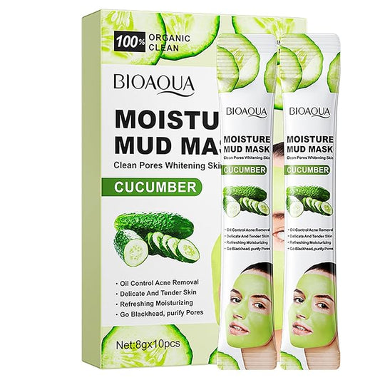 BIOAQUA Cucumber Moisturizing Facial Mud Mask Clean Pores Oil Control Refreshing Face Skin 8g x 10pcs