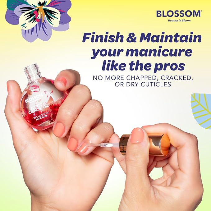 Blossom Cuticle Oil for Nails, Hydrating, Moisturizing, Scented Nail Oil Cuticle Care, Infused with Real Flowers, Made in USA, 0.92 fl. oz, Lemon Cookie