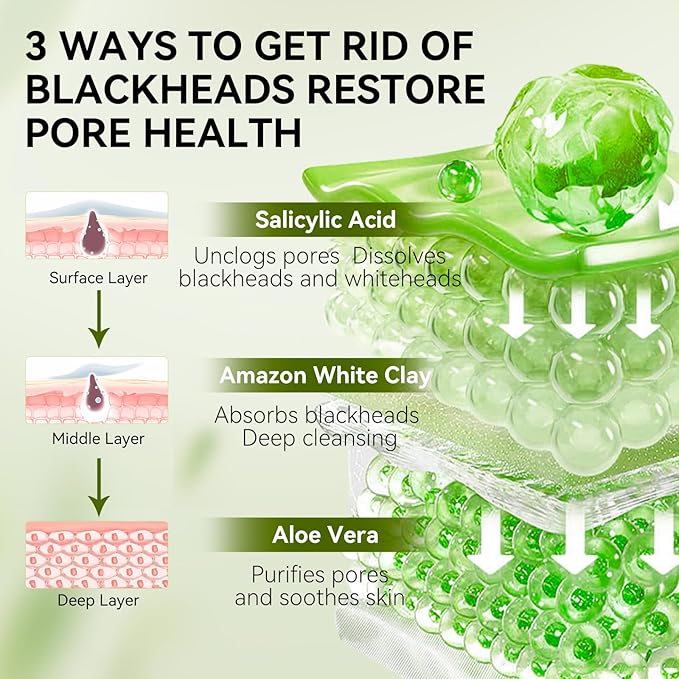 LANBENA Blackhead Remover Strips with 2% Salicylic Acid, Amazonian White Clay, Deep Cleansing Nose Pore Strips, Black Head Remover Strip for Face, 2.0 Upgraded Nose Strips