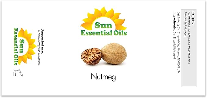 Sun Essential Oils Nutmeg Essential Oil 4oz for Aromatherapy