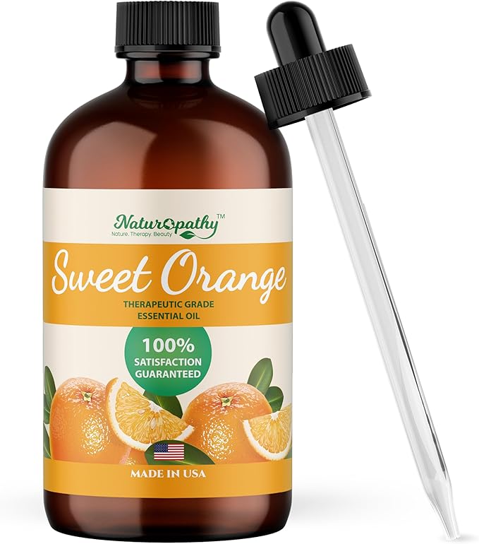 Naturopathy Sweet Orange Essential Oil Therapeutic Grade Premium Quality Oil with Glass Dropper - Huge 4 fl. Oz - Perfect for Aromatherapy and Relaxation