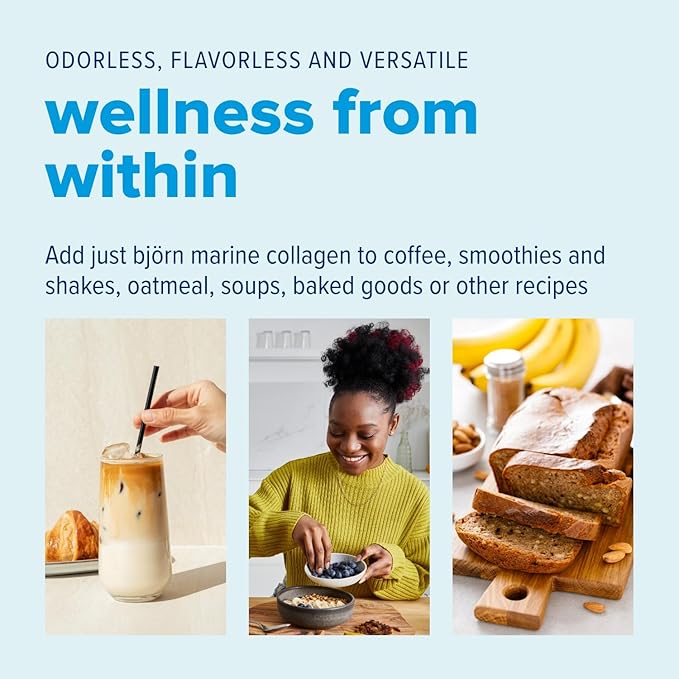 Just Bjorn Marine Collagen Peptides Starter Kit - Collagen Powder for Women & Men - Skin, Hair, Nail & Joint Support - Hyaluronic Acid, Vitamin C, Amino Acids - Unflavored (90 Servings)