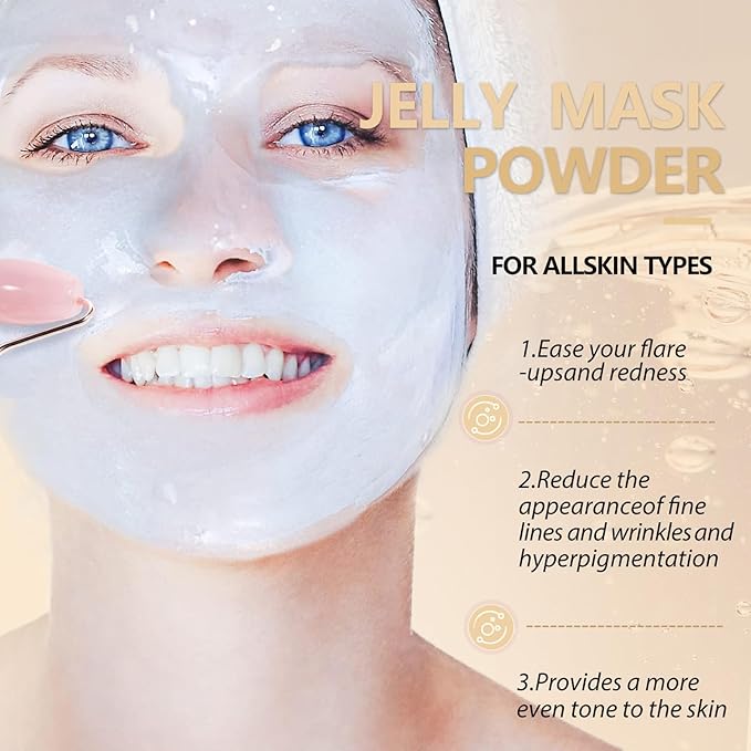 Jelly Mask Hydrating Deep Cleaning Detoxing Healing and Relaxing Premium Modeling Rubber For Facials Professional Set - 2 Treatments (24K Gold,Barbados aloe)