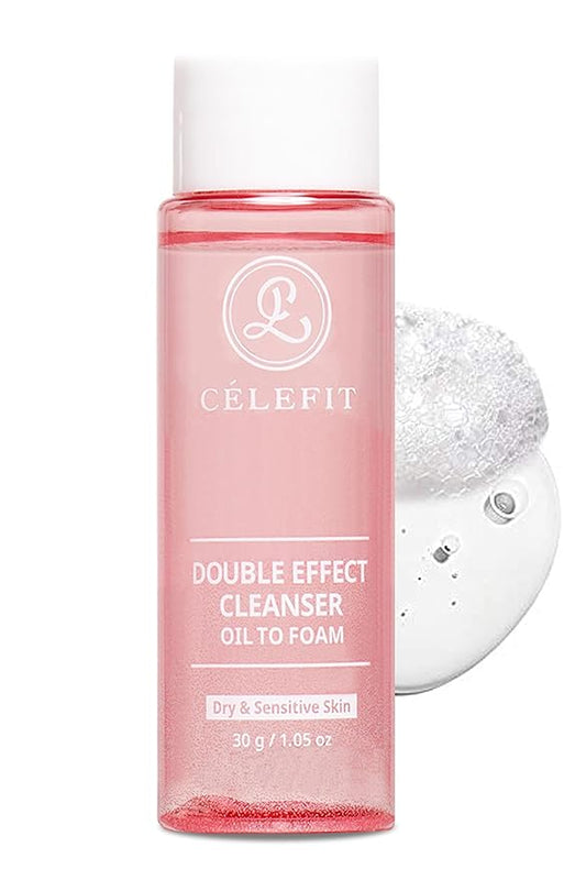 CELEFIT Double Effect Cleanser Oil to Foam Korean Cleansing Oil Makeup Remover Foaming Facial Cleanser | Makeup Remover Oil to Foam Cleanser Face Wash for Women & Men | Travel Size Face Wash (1.05oz)